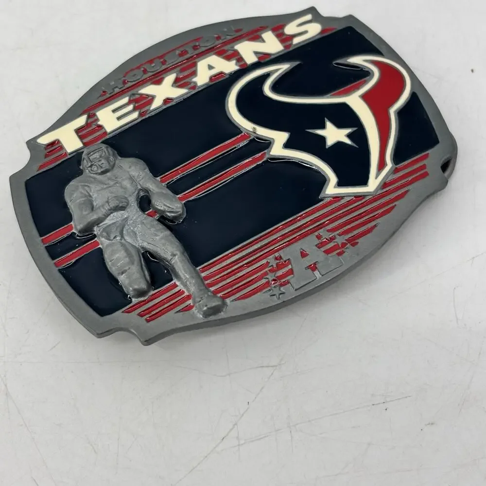 Houston Texans Belt Buckle Pewter Enamel 2008 Football Red White Blue
